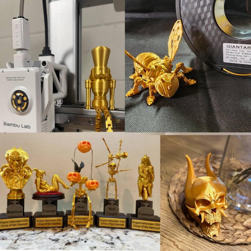 GIANTARM 3D Printer Filament, Silk Gold Pla Filament, 1Kg(2.2lbs) Spool, 1.75mm Dimension Accuracy +/- 0.03mm, 3D Printing Filament - Image 2